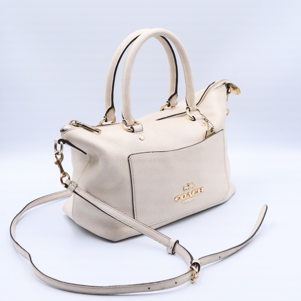 Coach Emma Satchel Women Small Cream Pebbled Leather Handbag F31466 Gold